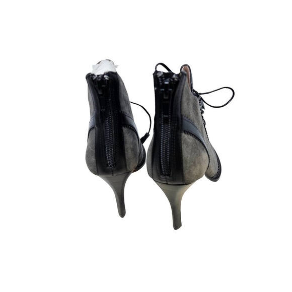 NEW Plenty Tracy Reese Dalida 36 Gray Lace Up Tassel Heel Academia Goth Leather - Picture 5 of 8